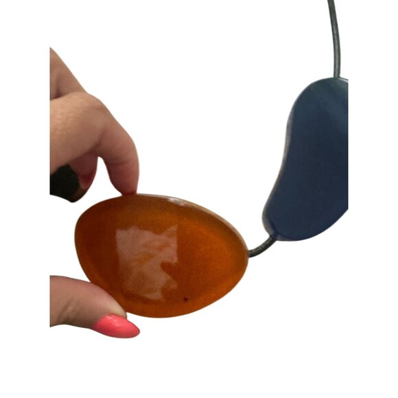 HANDMADE Lucite Wood Beaded Adjustable Necklace - Picture 5 of 11